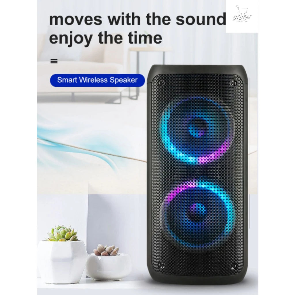 Caixa de Som Bluetooth grande Amplificada Torre Painel Led RGB Grasep Ultra Potente 2 Alto Falante