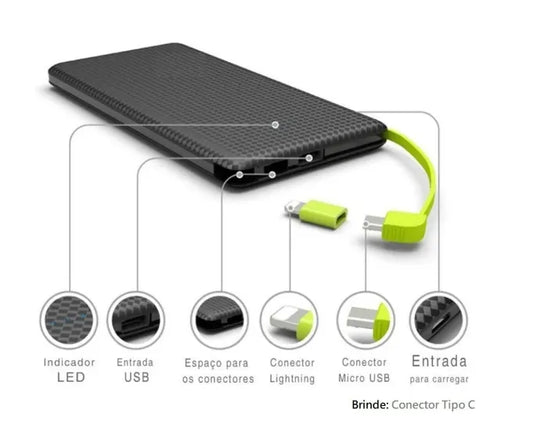 Carregador Portátil PowerBank10000 Mah- carregar rapido