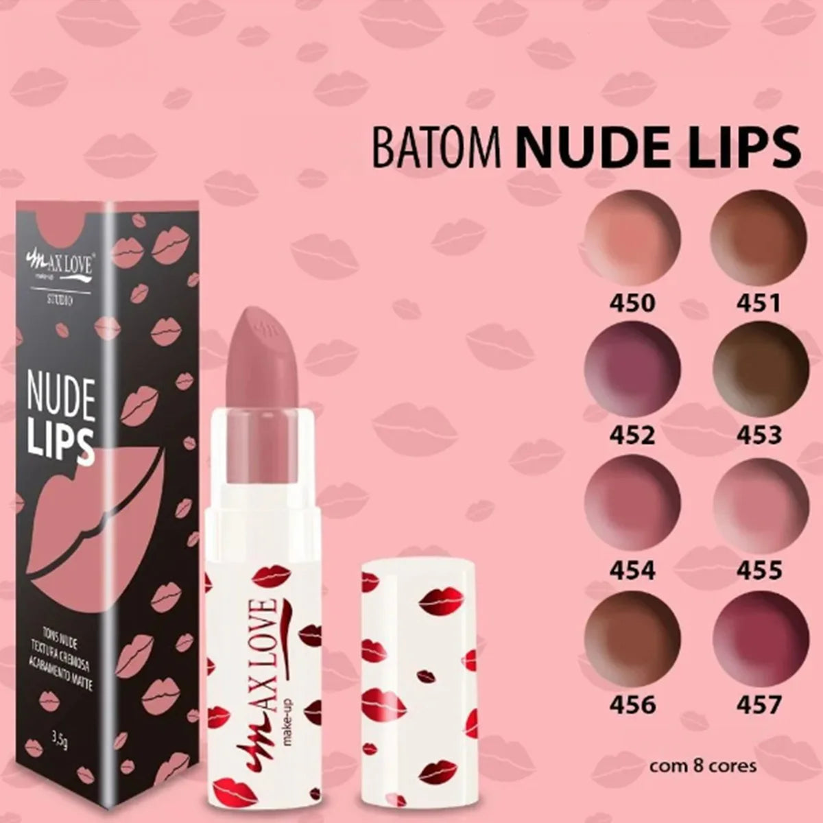 Batom em Bala Nude Lips - Max Love