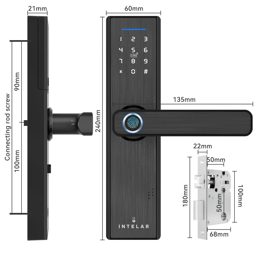 Tuya Wifi Digital Electronic Smart Door Lock With Biometric Camera Fingerprint Smart Card Password Key Unlock Digital Door Lock