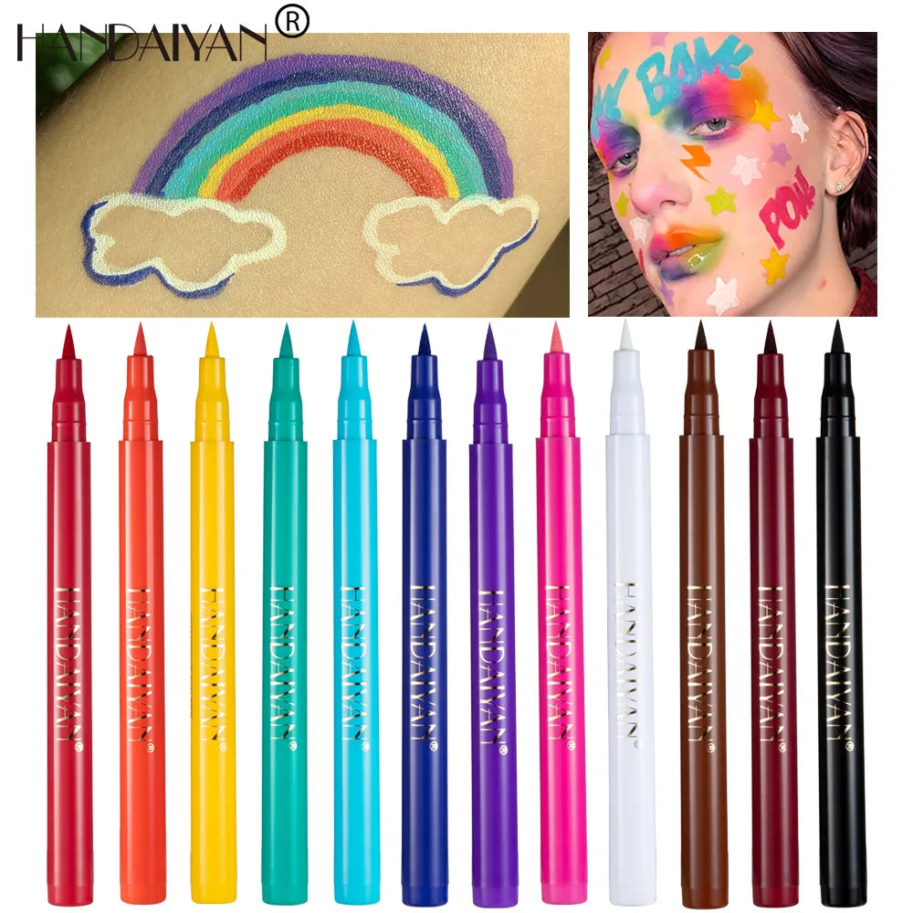 Conjunto de 12 peças HANDAIYAN Canetas delineadoras de cores foscas - Canetas delineadoras líquidas de secagem rápida e sem manchas